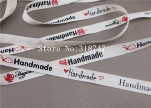 Lucia crafts Multi Size "Hand made" Design Printed Cotton Ribbons Fabric DIY Trim Sewing Labels Handcraft Accessories 040056110