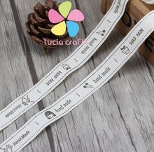 Load image into Gallery viewer, Lucia crafts Multi Size &quot;Hand made&quot; Design Printed Cotton Ribbons Fabric DIY Trim Sewing Labels Handcraft Accessories 040056110