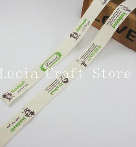 Lucia crafts Multi Size "Hand made" Design Printed Cotton Ribbons Fabric DIY Trim Sewing Labels Handcraft Accessories 040056110