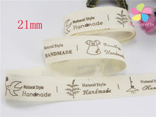 Load image into Gallery viewer, Lucia crafts Multi Size &quot;Hand made&quot; Design Printed Cotton Ribbons Fabric DIY Trim Sewing Labels Handcraft Accessories 040056110