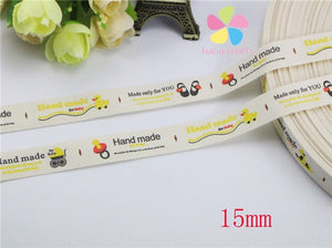 Lucia crafts Multi Size "Hand made" Design Printed Cotton Ribbons Fabric DIY Trim Sewing Labels Handcraft Accessories 040056110