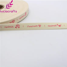 Load image into Gallery viewer, Lucia crafts Multi Size &quot;Hand made&quot; Design Printed Cotton Ribbons Fabric DIY Trim Sewing Labels Handcraft Accessories 040056110