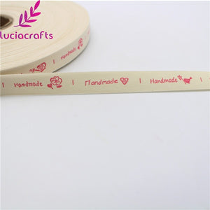 Lucia crafts Multi Size "Hand made" Design Printed Cotton Ribbons Fabric DIY Trim Sewing Labels Handcraft Accessories 040056110