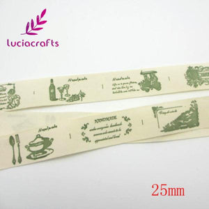 Lucia crafts Multi Size "Hand made" Design Printed Cotton Ribbons Fabric DIY Trim Sewing Labels Handcraft Accessories 040056110