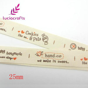 Lucia crafts Multi Size "Hand made" Design Printed Cotton Ribbons Fabric DIY Trim Sewing Labels Handcraft Accessories 040056110