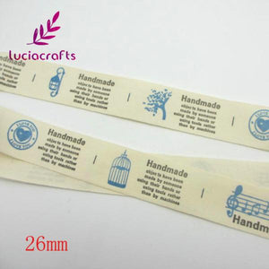 Lucia crafts Multi Size "Hand made" Design Printed Cotton Ribbons Fabric DIY Trim Sewing Labels Handcraft Accessories 040056110