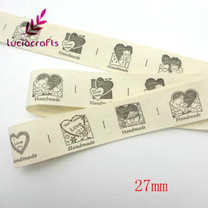 Lucia crafts Multi Size "Hand made" Design Printed Cotton Ribbons Fabric DIY Trim Sewing Labels Handcraft Accessories 040056110